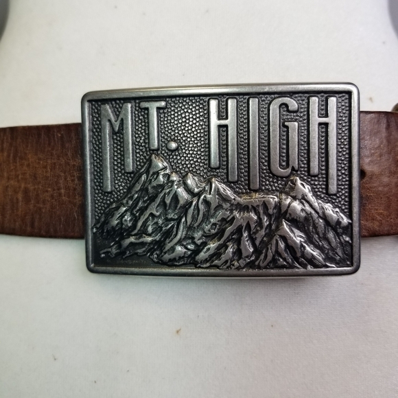 Vtg Mt High buckle brown leather belt main image 8
